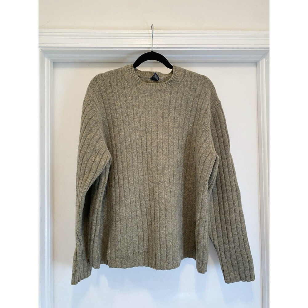 VTG Y2K Gap Men’s 100% Lambs Wool Pullover Ribbed Sweater Knit Green Size XL - Picture 1 of 6